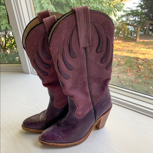 purple frye boots